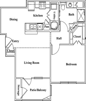 A1 - One Bedroom / One Bath - 750 Sq. Ft.*